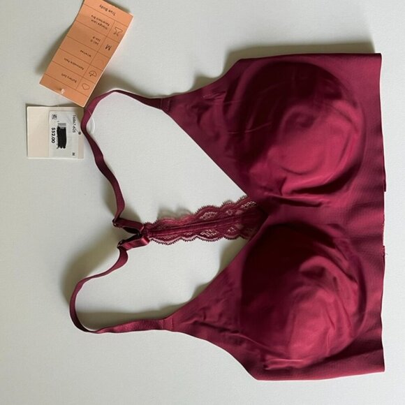 NWT True & Co. True Body Triangle Lace Racerback Bra in Garnet Red Size Medium - Picture 3 of 5